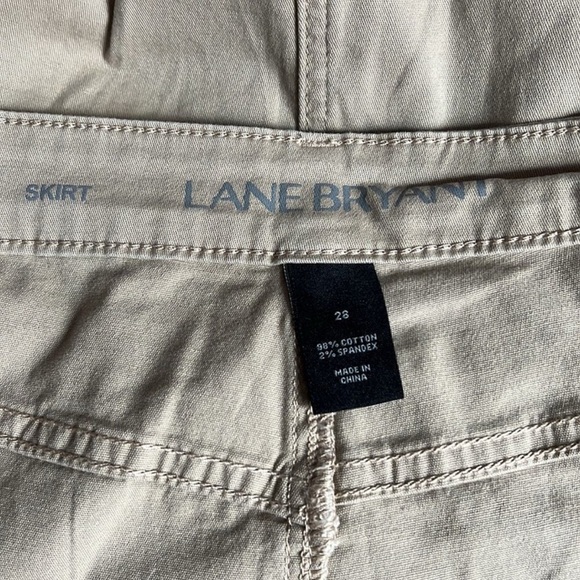 Lane Bryant Stretch Khaki Twill Tan Button Fly Skirt Plus Size 28 - Picture 7 of 8